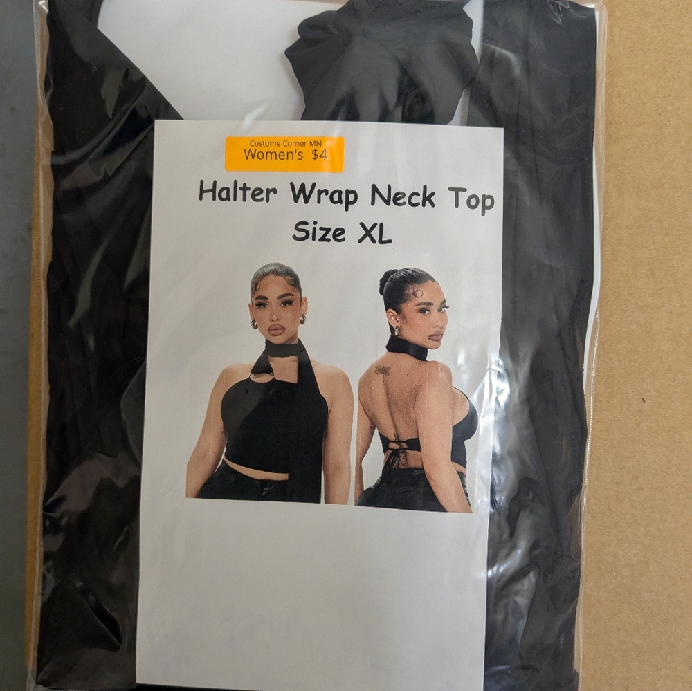 New Women's XL Halter Wrap Neck Top